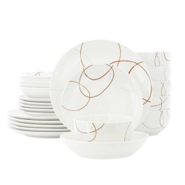 Elama Sydney 24 Piece Porcelain Double Bowl Dinnerware Set, Service for 6